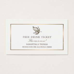 Cartes De Visite Papillon élégant, billet de boisson gratuite