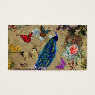 Cartes De Visite Papillon mignon de paon coloré bleu vintage