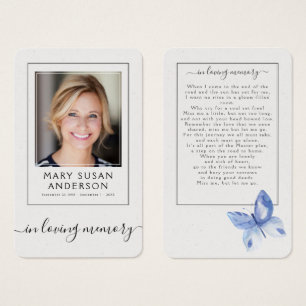 Cartes De Visite Papillon Photo Funeral Poem Card