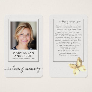 Cartes De Visite Papillon Photo Funeral Poem Card