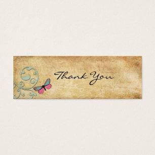 Cartes De Visite Papillon rose vintage Merci note