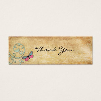 Cartes De Visite Papillon rose vintage Merci note