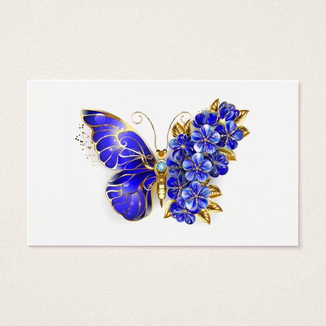 Cartes De Visite Papillon saphir à fleurs (Devant)