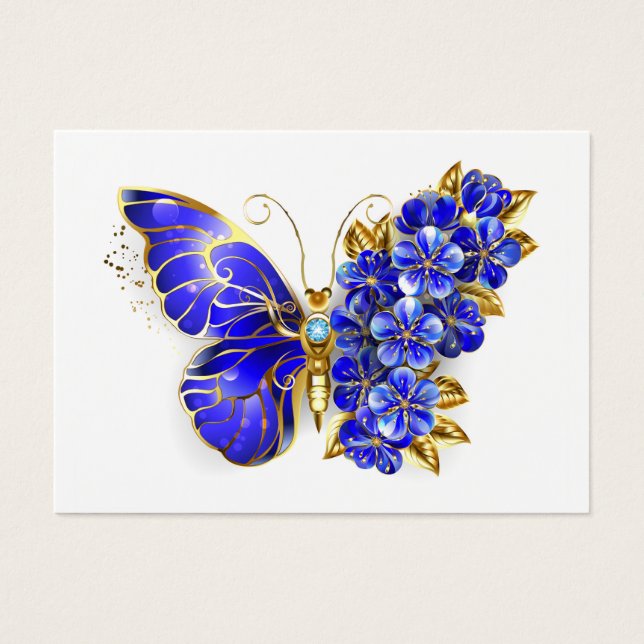 Cartes De Visite Papillon saphir à fleurs (Devant)