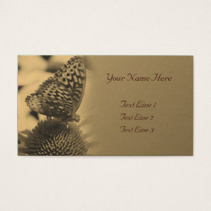 Cartes De Visite Papillon Sepia Vieilli Sur La Nature Fleur