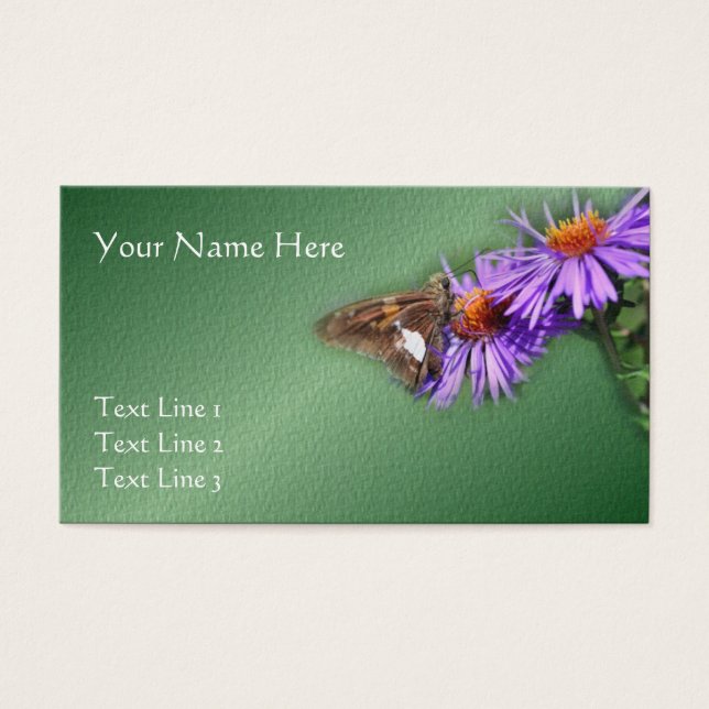 Cartes De Visite Papillon sur Asters violets Nature (Devant)