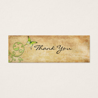 Cartes De Visite Papillon vert vintage Merci note