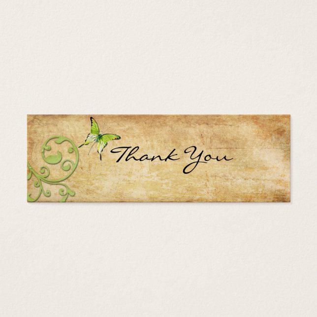 Cartes De Visite Papillon vert vintage Merci note (Devant)