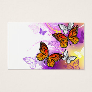 Cartes De Visite Papillons monarques sur fond violet