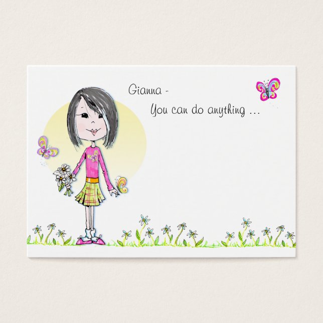 Cartes De Visite Papillons n'Daisies front&back Lunchbox note! (Devant)