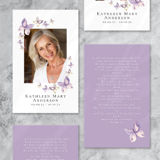 Cartes De Visite Papillons Photo Funeral Memorial Prayer Card