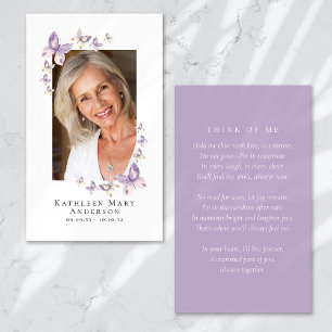 Cartes De Visite Papillons Photo Funeral Memorial Prayer Card