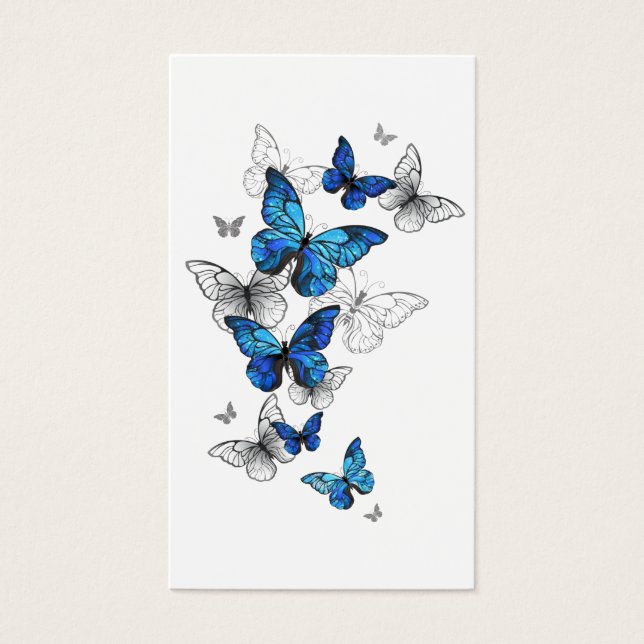 Cartes De Visite Papillons volants bleus Morpho (Devant)