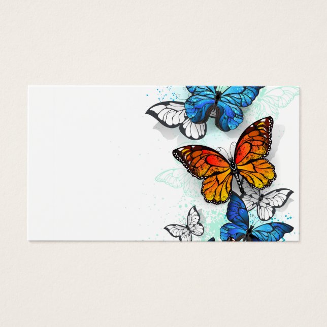 Cartes De Visite Papillons volants Morpho et Monarch (Devant)