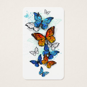 Cartes De Visite Papillons volants Morpho et Monarch
