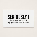 Cartes De Visite Parking Funny Simple Noir<br><div class="desc">Parking Funny Simple Noir</div>