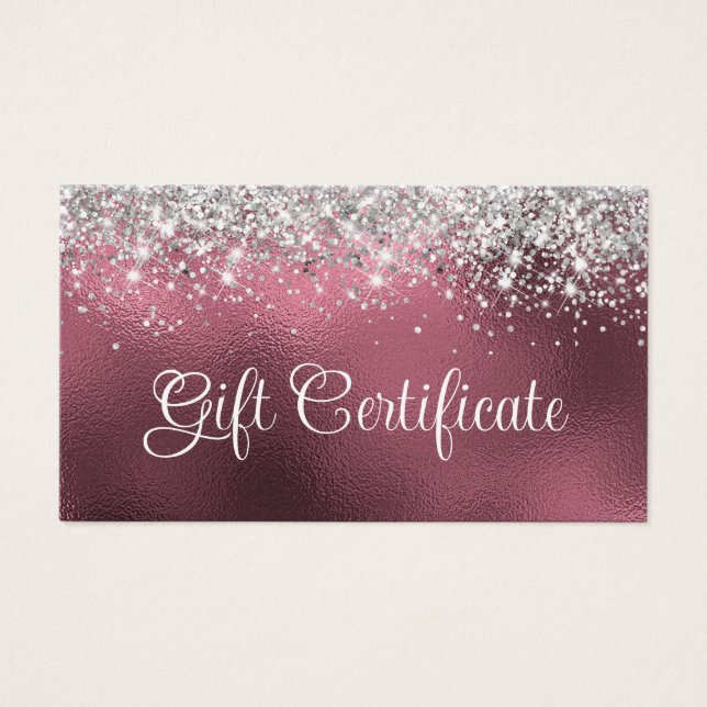 Cartes De Visite Parties scintillant argent Blush Rose Foil certifi (Devant)