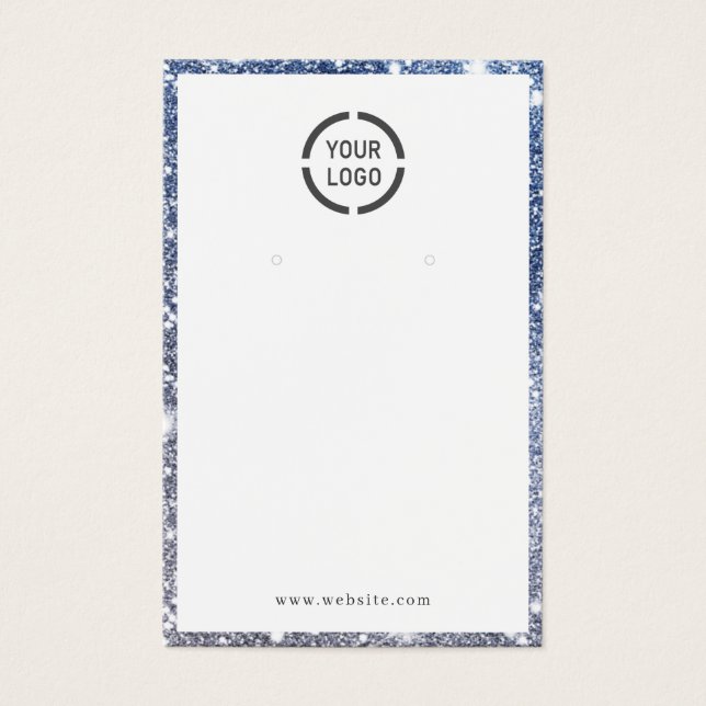 Cartes De Visite Parties scintillant bleue moderne logo personnalis (Devant)