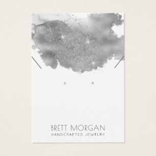 Cartes De Visite Parties scintillant D'Encre Gris Argent, Boucles D