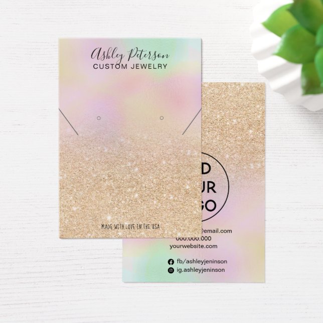 Cartes De Visite Parties scintillant d'or holographique oreille col (Bureau)