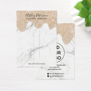 Cartes De Visite Parties scintillant en or de marbre goutte bijoux