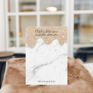 Cartes De Visite Parties scintillant en or marbre gouttes bijoux bo