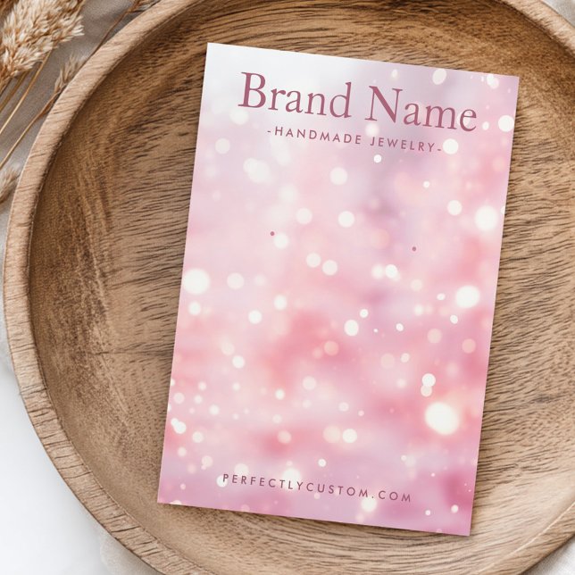 Cartes De Visite Parties scintillant étincelante lumières d'oreille (Sparkling glitter lights pink earring display card)