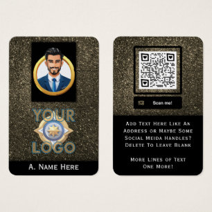 Cartes De Visite Parties scintillant Gold Sécurité privée Professio