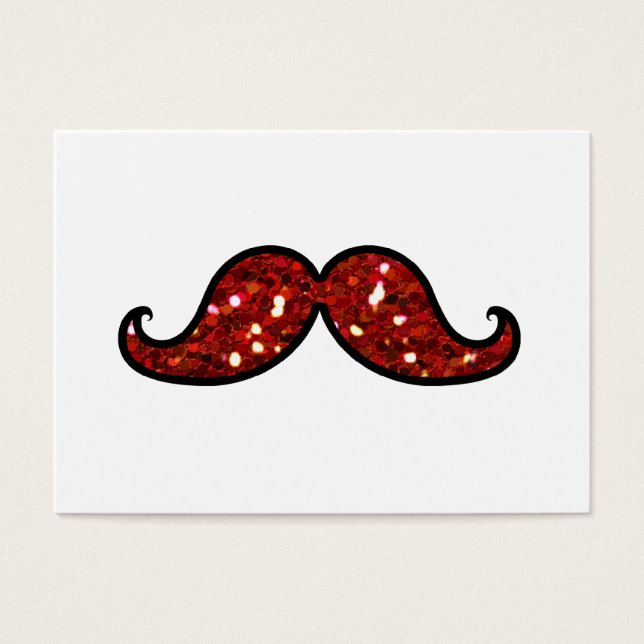 Cartes De Visite Parties scintillant IMPRIMÉE FUNNY RED MUSTACHE (Devant)