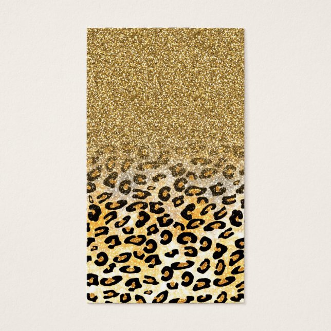 Cartes De Visite Parties scintillant moderne Leopard Motif Gold  Om (Devant)