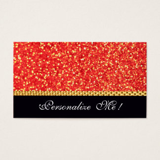 Cartes De Visite Parties scintillant moderne rouge mignonne fille /