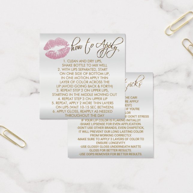 Cartes De Visite Parties scintillant rose lèvres sur blanc - Commen (Bureau)