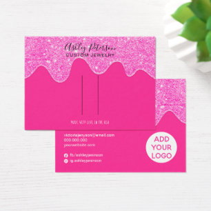 Cartes De Visite Parties scintillant rose néon goutte barrette