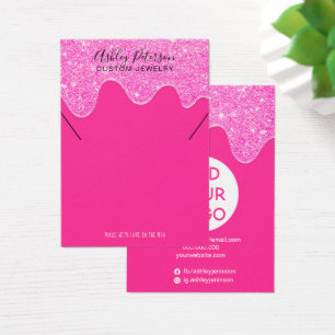 Cartes De Visite Parties scintillant rose néon gouttes bijoux décol