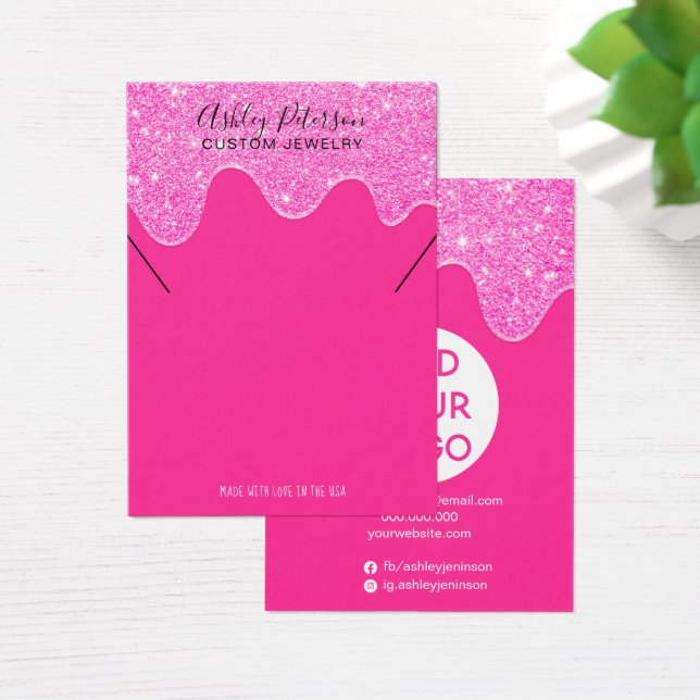 Cartes De Visite Parties scintillant rose néon gouttes bijoux décol (Bureau)
