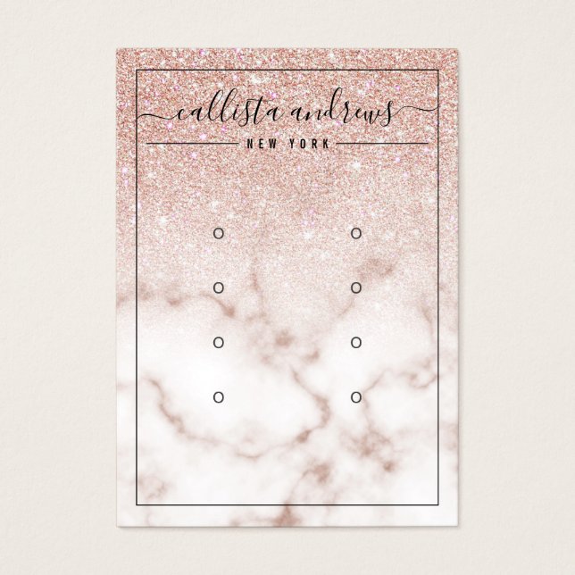 Cartes De Visite Parties scintillant rose or Boucles d'oreilles en  (Devant)