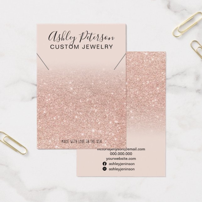 Cartes De Visite Parties scintillant rose or  chic collier étalage (Bureau)