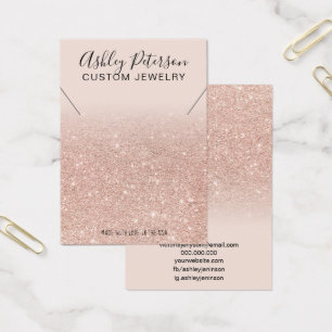 Cartes De Visite Parties scintillant rose or chic collier étalage