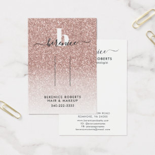 Cartes De Visite Parties scintillant rose or Monogramme Clip à chev
