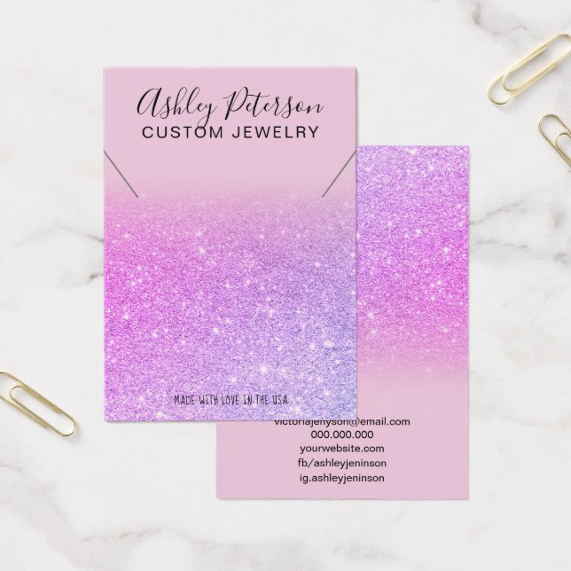 Cartes De Visite Parties scintillant rose violet chic collier écran (Bureau)
