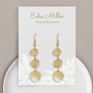 Cartes De Visite Pastel Gray Floral Script Font Earring