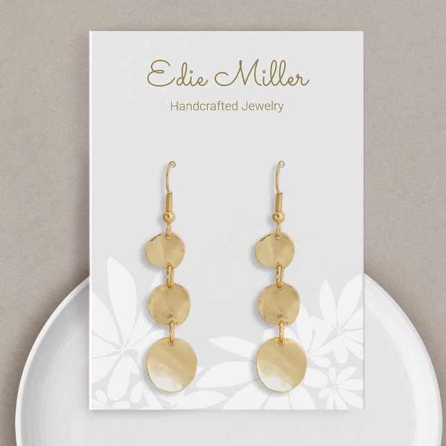 Cartes De Visite Pastel Gray Floral Script Font  Earring (Créateur téléchargé)