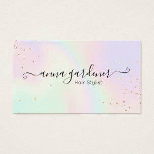 Cartes De Visite Pastel Holographic Rainbow Glam Gold Splatz