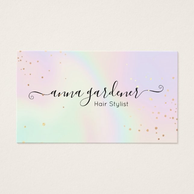 Cartes De Visite Pastel Holographic Rainbow Glam Gold Splatz (Devant)