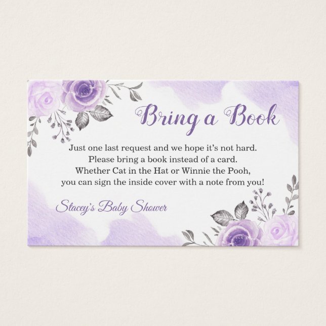 Cartes De Visite Pastel Purple Floral Baby shower Demande de réserv (Devant)