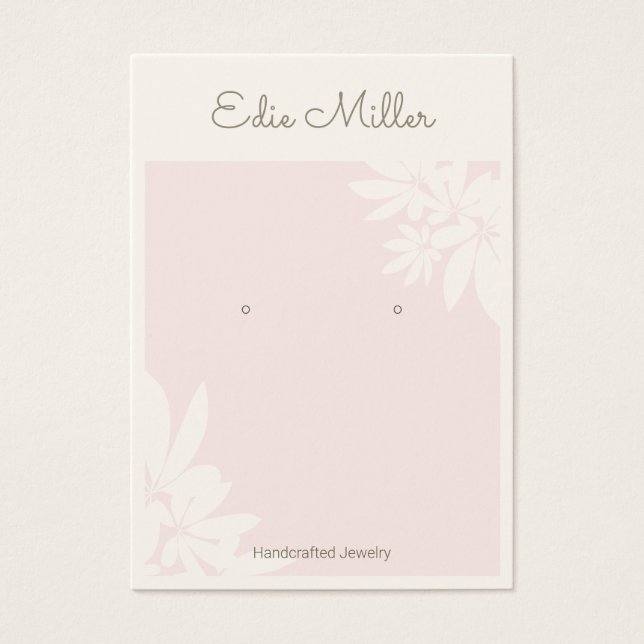 Cartes De Visite Pastel rose floral Script Police Porte bijoux (Devant)