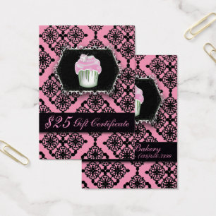 Cartes De Visite pâtisserie rose damassé chef boulangerie boulanger
