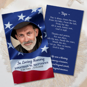 Cartes De Visite Patriotic American Flag Photo Funeral Prayer Card