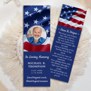 Cartes De Visite Patriotic Photo USA Flag Funeral Prayer Bookmark