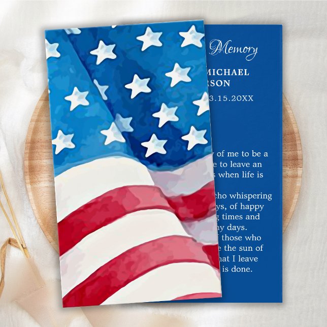 Cartes De Visite Patriotique Memorial Funeral Prayer Card USA Drape (Créateur téléchargé)